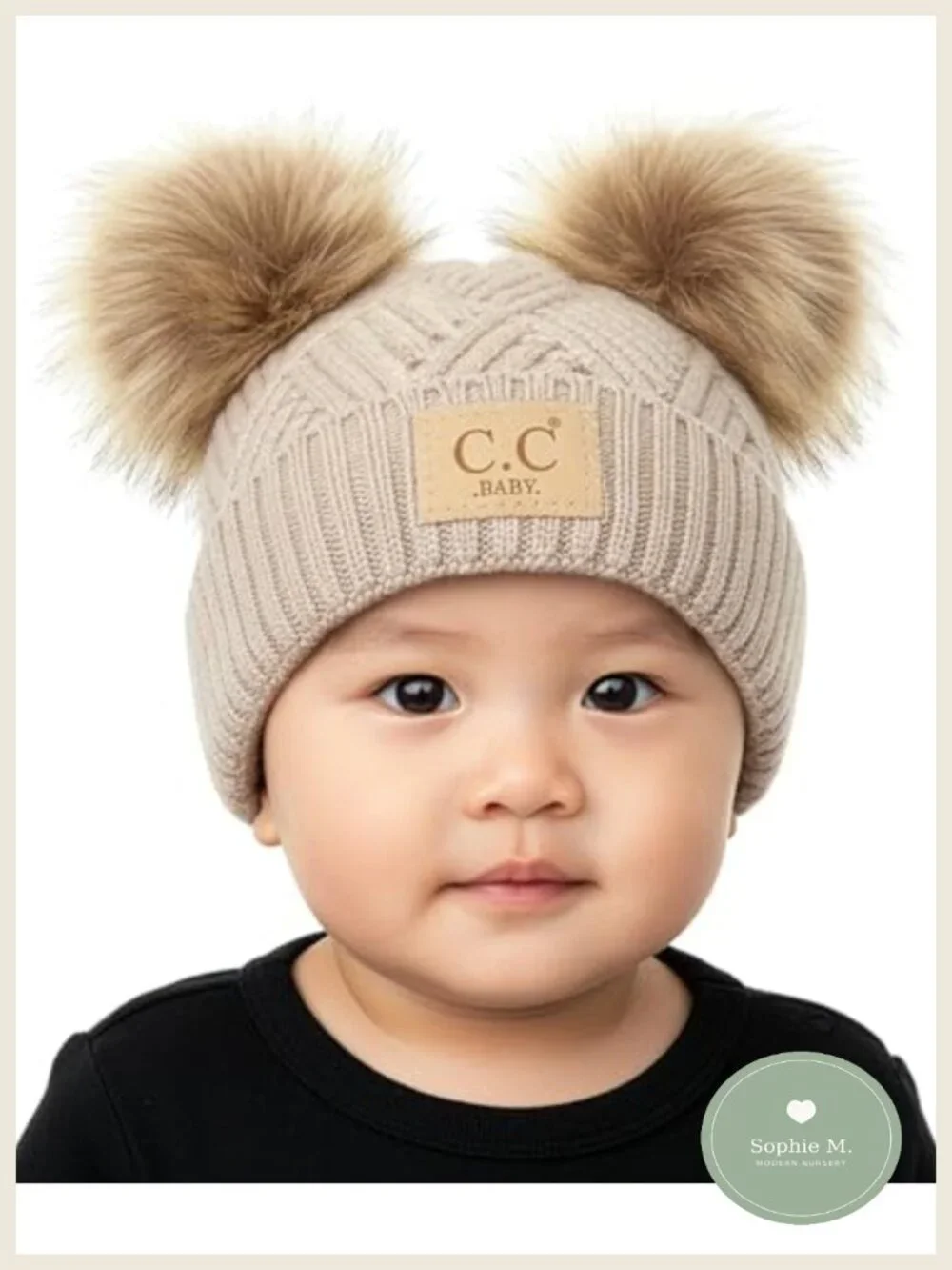 Baby Girl Double Pom Pom Knit Beanie 100% Acrylic Winter Hat